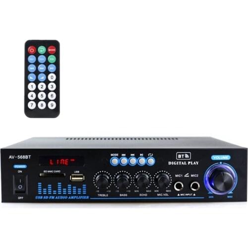 FM Mp3 Player 2*120W Bluetooth-Compatible Audio Power AMP Equalizer HiFi Class D Digital Mp3 Decoder Home Car Amplifier AC220V