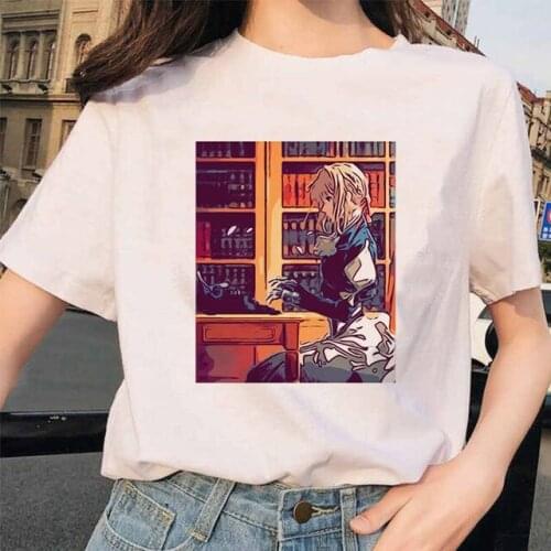 Violet Evergarden Tshirt Japanese Harajuku Graphic Tees Unisex Summer Top T Shirt Women Kawaii Harajuku Kawaii Shirt Female Girl