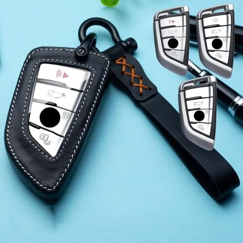 Leather Car Styling Car Key Case Key Cover for BMW X5 F15 X6 F16 G30 7 Series G11 X1 F48 F39 Ring Protector