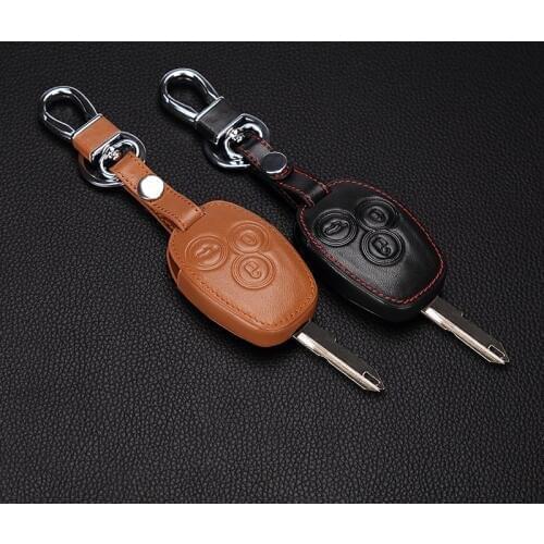 3 button Leather key bag Car Remote Key Case Shell Cover For Renault Clio Scenic Megane Duster Sandero Captur Twingo Modus