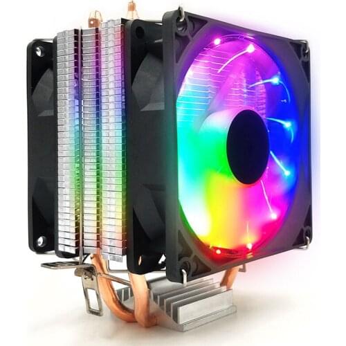 Coolmoon Double Copper Tube CPU Fan Computer Mainframe Silent Color Heat Pipe Cooling Fan CPU Radiator