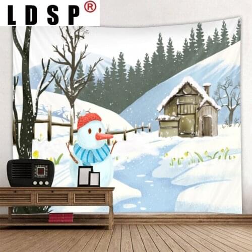 LDSP Snowman lantern Tapestry Hanging Covering Rugs Background Cloth Beach Mat Blanket Bedroom Living Room Home dorm Decor