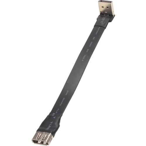 DisplayPort Ribbon Extension Cable Flat EMI shielding FPC Cable DP 90 degree Angle Connector up downward Male to Female 4K 60Hz