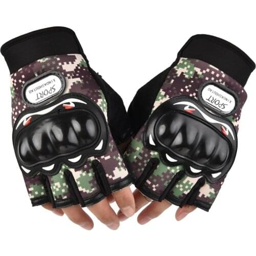 Off-Road Locomotive Camouflage Motorcycle Gloves Hard Shell Fighting Hand Protection Non-Slip Riding Fingerless Cycling Gloves