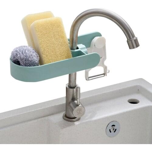 Adjustable Faucet Drainage Shelf Stainless Steel Kitchen Sundries Storage Rack for Bathroom Soap Rag and Sponge organize Holder