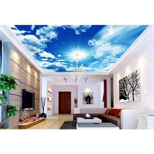 Non woven wallpaper Blue sky and white clouds sun ceiling zenith Home Decoration 3d wallpaper mural ceiling