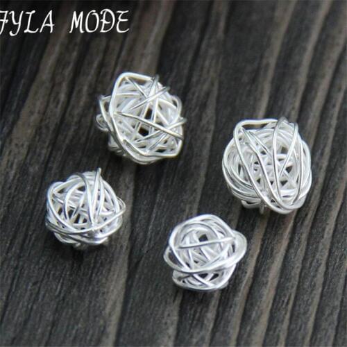 Fyla Mode Thai Silver Hollow Twisted Ball Wire Bead DIY 2019 New Fashion Bracelets Necklace Jewelry Accessory Women Gifts PKY089
