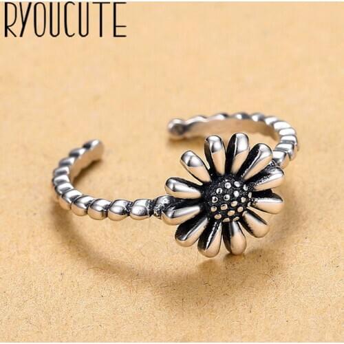 Charming Boho Vintage Sunflower Rings For Women Men Bohemian Bride Wedding Ring Fashion Jewelry Party Gifts