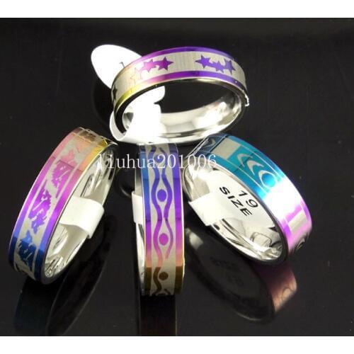 Wholesale 18 pcs color Comfort Fit Stainless Steel High Quality Band Ring Fashion Jewelry Free Shipping