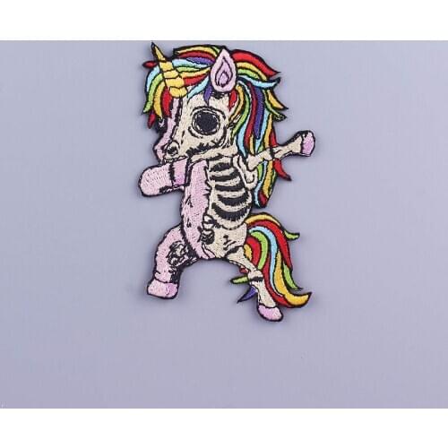 Diy Unicorn Skeleton Patch Embroidered Patches For Clothing Sewing Punk Skull Patch Iron On Patches On Clothes Applique Jacket