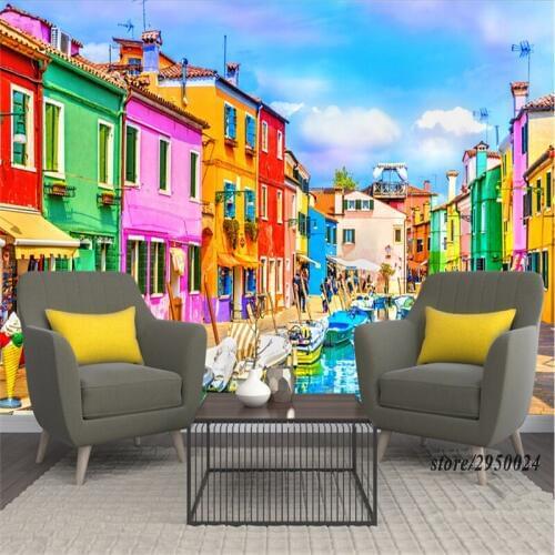 Customize Wallpaper Cities Italy Venice Street 3d Wallpaper Bathroom Waterproof Kitchen TV Background Study Embossed Non-Woven