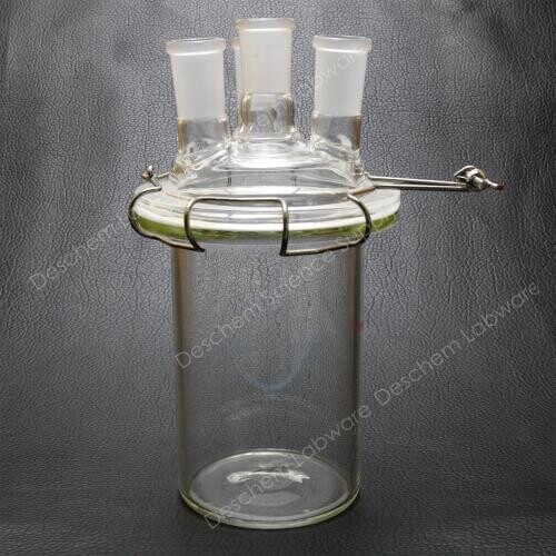 3000ml,24/40,4-neck,Glass Cylinder Reactor,3 L Flat Bottom Reaction Vessel