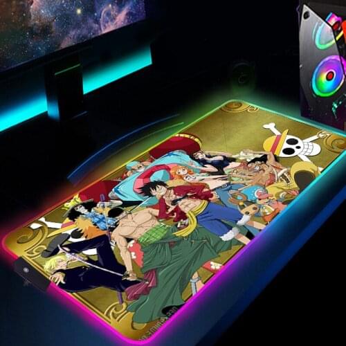 RGB Anime Mouse Pad One Piece Gaming Keyboard Mouse Mats Large LED Speed Rubber Computer Accessories Mousepad Pc Gamer Complete
