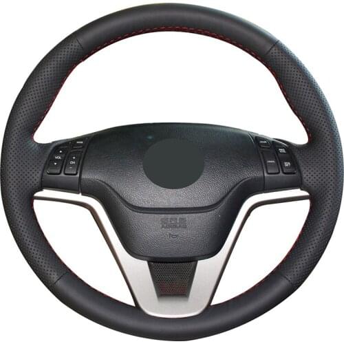 Hand-stitched Black Artificial Leather Car Steering Wheel Cover for Honda CR-V CRV 2007 2008 2009 2010 2011