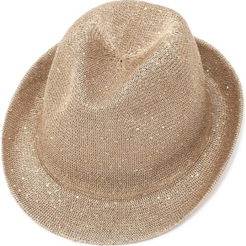Fashion Summer Mesh Sequin Glitter Jazz Hat Men Breathable Fedora Beach Hats Women Street Dance Hat 2021