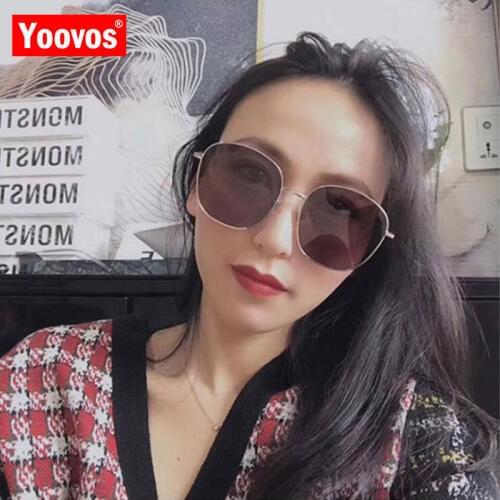 Yoovos Big Frame Sunglasses Women 2021 Alloy Square Sunglasses Men Metal Gradient Pink Sun Glasses Vintage Mirror Oversized