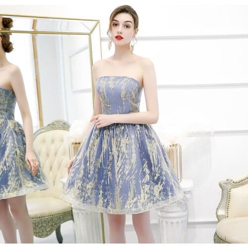 Suosikki 2020 Strapless Mini Cocktail Dress Ball Gown Homecoming Dresses Vestido De Festa Prom Dresses