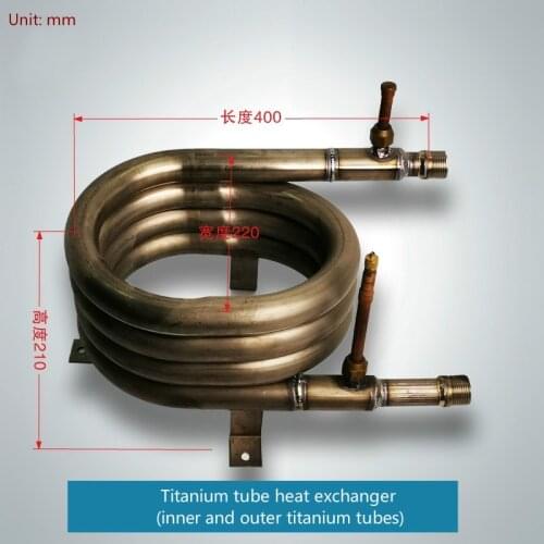 Titanium tube heat exchanger. Pure titanium tube heat exchanger for seawater. Air energy condenser for marine air conditioner
