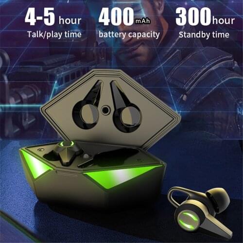TWS Earphone Bluetooth V5.0 Gaming Headsets Stereo Sport Waterproof Wireless Headphone Noise Reduction Earbuds Gamer With Mic