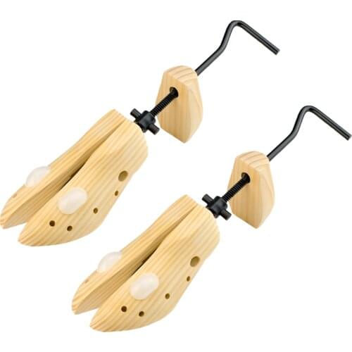 2pcs Man Women Widener Anti Crease Foot Grinding Home Ergonomic Handle Easy To Use Adjustable Length Shoe Stretcher Natural Wood