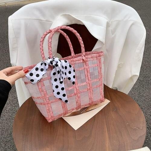 Large Capacity Women Handbag Summer Clear Beach Totes Designer Vegetable Basket Scarves Top-Handle Bag Casual Transparent Bags