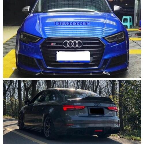 High Quality CARBON FIBER Front Bumper Lip Spoiler Rear Trunk Diffuser Side Body Skirt For Audi A3 S3 RS3 Sline 2017-2020
