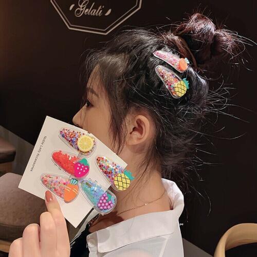 5PCS/Set Hair Clips Snaps Hairpin Girls Women Hair Fruit Gift Decor Photo Props Gifts Sequin Hair Pin