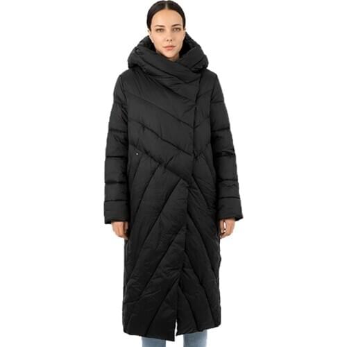 Winter gray duck down 95% or more down coat zipper wool warm hooded pocket female plus size coat Thick Wide-waisted Long