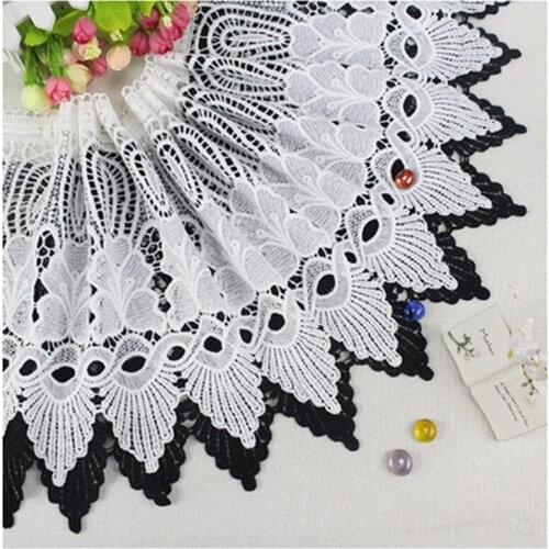 1 Yard black Embroidered Lace Edge Trim Ribbon Applique DIY Sew On Craft Crochet Fabric Edging Trimmings Vintage Wedding Dress