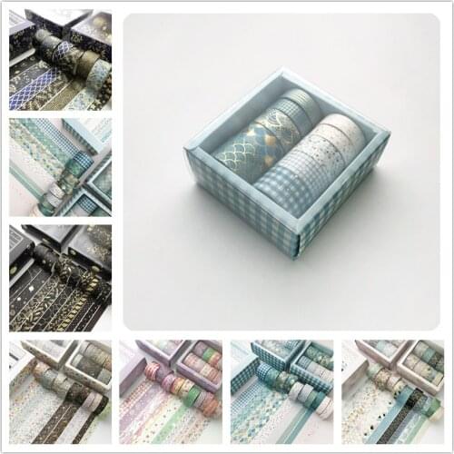 10PCS/Lot Gold Stamp Scrapbooking Sticker DIY Washi Tape Set Journal Decorative Adhesive Masking Tape Stationery Supplies Kawaii