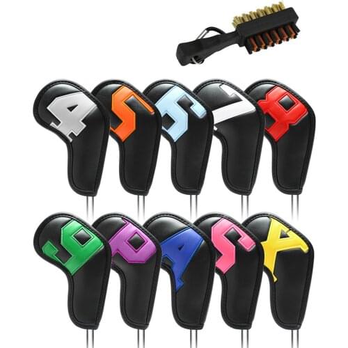 10PCS Golf Club Iron Head Covers Portable PU Protector Golfs Head Cover Set Outdoor Sports