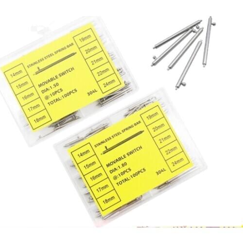 100 PCs Stainless Steel Single Quick Release Spring Bar Movable Switch 1.5/1.8mm Diameter for Select
