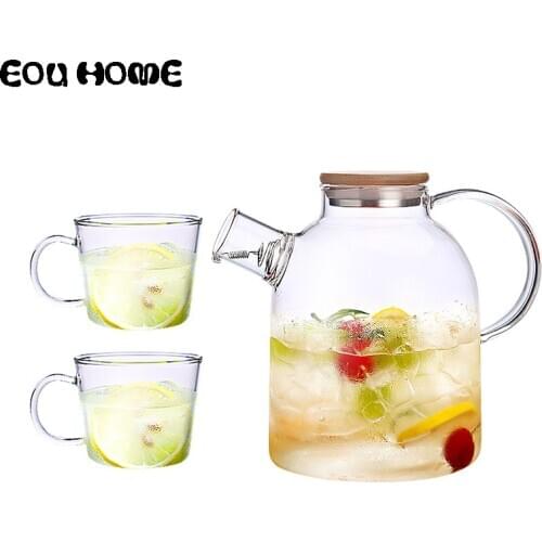 1500ml Large Capacity Teapots Drinkware High Quality Heat Resistant Glass Teapot Puer Flower Tea Pot Kettle with Bamboo Lid