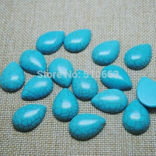30 Pieces / Lot, Blue Turquoisee Stone Cabonchon DIY beads Accessories Size 18x25mm Dropwater Shape