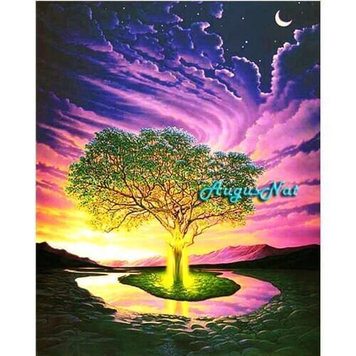 Tree of life diamond painting full drill scenery moon wall art picture diamond dotz deer diamond stickers beads painting decor