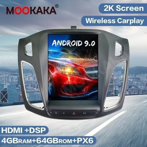 Tesla Style Android 9.0 64GB 4G PX6 Car Multimedia Player GPS Navigation For Ford Focus 2013-2015 DSP Radio Auto Stereo Headunit