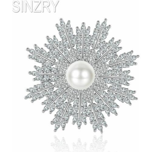 SINZRY 2018 CLASSIC cubic zirconia micro paved snowflake brooches pin brilliant lady scarf buckle for women