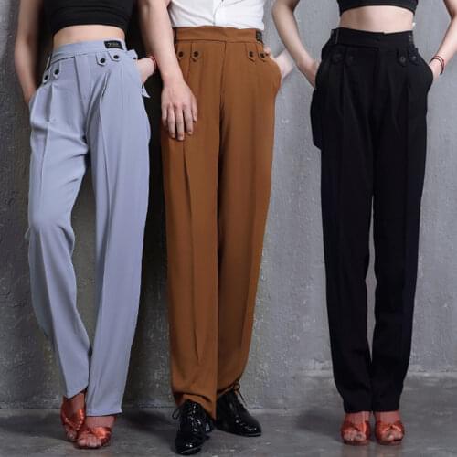 Couple Dance Pants Standard Latin Dance Clothes For Women Men Practice High Waist Ballroom Dance Competition Trousers DNV14154