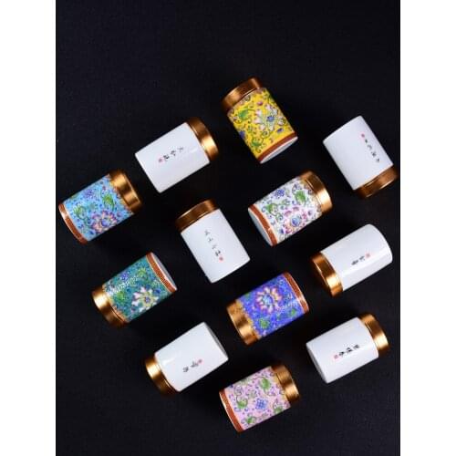 Tea pot ceramic portable enamel color small tea box mini portable travel storage sealed pot household tea pot