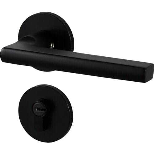 Black Aluminum Partition Lock US Style Indoor Home Solid Wood Door Handle Mute Door Lock 1set