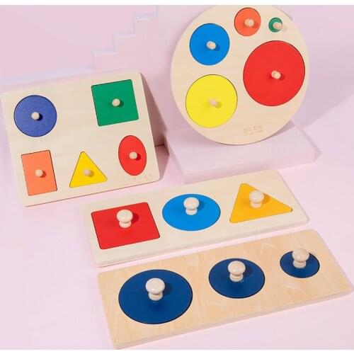 Montessori Kids Wooden Shape Puzzle Board Children Toys Learning Color Size Sorting Developmental Educational Baby Wooden Toys