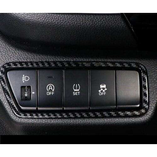 For Kia Seltos 2019 2020 2021 Carbon Style Headlight Switch Buttons Controller Panel Frame Cover Trim Car Styling