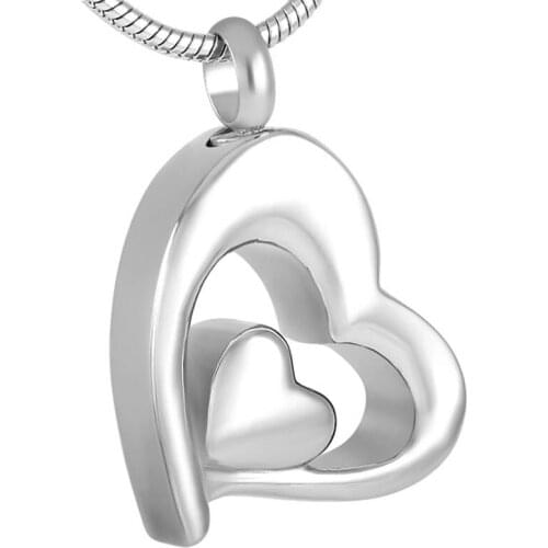 Double Heart Funeral Urn Pet/Human Ashes Urn Pendant Cremation Keepsake Memorial Urn Fashion Jewelry Collier bijoux