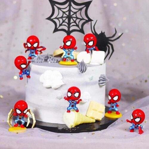 7pcs/set Spiderman superhero PVC action toys figure spiderman theme party model supplies ornaments kids birthday cake decoration