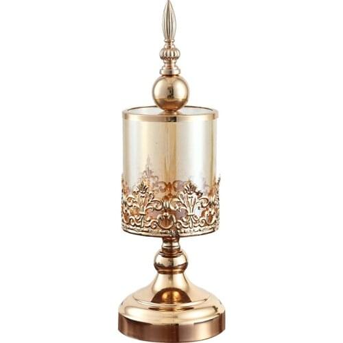 European Glass Candle Holders Luxury Metal Candlestick Christmas Party Dining Table Centerpieces Home Romantic Candle Stand