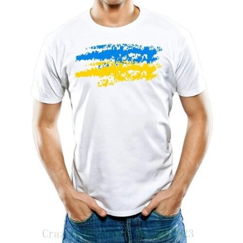 MenS Ukraine Ukrainian Flag Slim T-Shirt Tshirts Summer Straight 100% Cotton