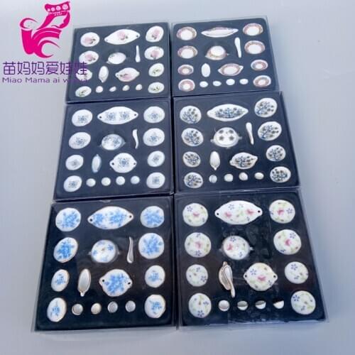 Mini Ceramic tableware for doll house decoratioin accessories for 1/6 1/8 bjd doll diy mini Scene Decoration