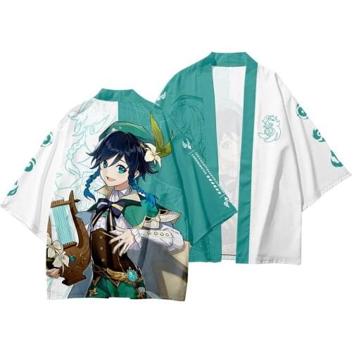 Game Genshin Impact Diluc Costume Cloak Anime Venti Cosplay Kimono Cardigan Japanese Yukata Haori Samurai Clothing