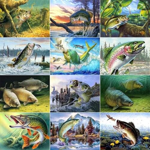XUEQIXIAOZU Full Round fish Diamond embroidery 5D DIY Diamond painting Diamond mosaic painting Home decoration gifts 2020 New