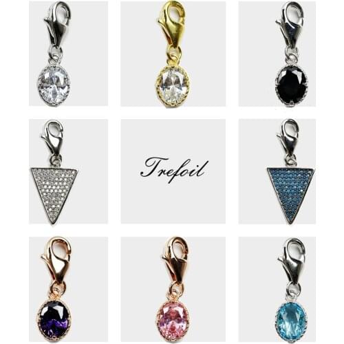 White Oval CZ Charms Pendant,Fashion Jewelry 925 Sterling Silver Classic Gift For Mother Fit Bracelet Necklace Bag 2018 New